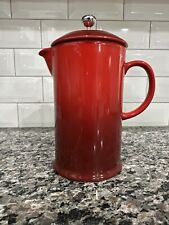Le Creuset Cherry Red French Press Coffee Pot Stoneware 27 Oz, used for sale  Shipping to South Africa