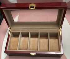 Wooden Watch Case/Box-5 Slot Watch Display Case w/Glass Top and Locking Clasp for sale  Shipping to South Africa