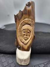 Wood Look Resin Coated Finish? Carving of A Man's Face Small 4.5 " Signed TG for sale  Shipping to South Africa