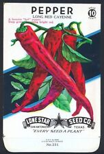 Used, Vegetable Seed Pack Empty Lone Star Vintage 1940s San Antonio TX Cayene Pepper for sale  Shipping to South Africa