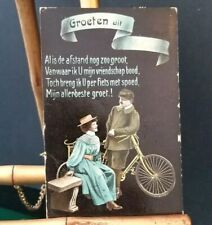 Postal antigua bicicleta Kinderdijk Países Bajos con sello de 2 1/2 centavos de 1899 segunda mano  Embacar hacia Argentina