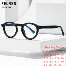 Gafas de lectura retro redondas azul con bloqueo de luz para hombre mujer gafas de marco completo segunda mano  Embacar hacia Mexico