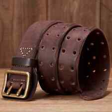   Retro men's wide leather belt with leather double wishbone buckle, used for sale  Shipping to South Africa