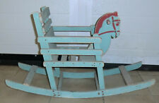 Cheval à bascule avec fauteuil ancien en bois peint d'occasion  Lagny-sur-Marne