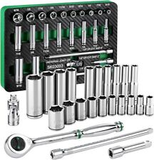 SK 1/4" Drive Socket Set with 160-P Ratchet, 24-Piece, SAE, SuperKrome CR-V for sale  Shipping to South Africa