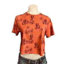 Camiseta Cactus Cropped Baby PEQUENA Western Upcycled One of Kind argila laranja  comprar usado  Enviando para Brazil