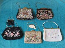 Job Lot of 5 Ladies Vintage Evening, Clutch Bags, all with floral designs, used for sale  Shipping to South Africa