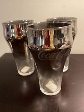 SET OF THREE COCA COLA MERCURY SILVER OMBRÉ GLASSES for sale  Shipping to South Africa