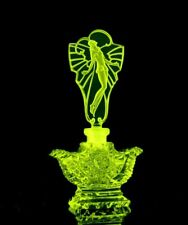 Art Deco 1930' Boêmio Colecionável Frasco de Perfume Vaselina Vidro de Urânio, usado comprar usado  Enviando para Brazil
