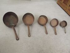 Five Vintage Copper Sauce Pan Cooking Pot cast Iron Handles for sale  Shipping to South Africa