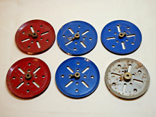 VINTAGE MECCANO - PULLEY WHEELS NO.19B - 3" DIA. - 6 OFF (3 BLUE/2 RED/1 PLATED) for sale  Shipping to South Africa