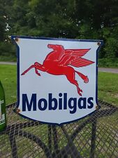 Porcelain Mobilgas gasoline shield vintage style Mobil pegasus gas pump sign for sale  Shipping to Canada