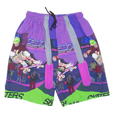 SANTO STEFANO Lined Skater Mens Swimming Shorts Purple 90s Crazy Pattern M W24 for sale  Shipping to South Africa