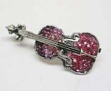 Usado, Broche para violín de cristal Joan Rivers tonos plateados de 1 3/4" tonos de rosa segunda mano  Embacar hacia Mexico