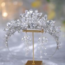 Conjunto de Brinco Coroa Tiara de Cristal Transparente para Casamento de Prata Feito à Mão comprar usado  Enviando para Brazil