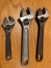 3 Vintage Adjustable Wrenches, PSW/Pexto 6" USA, KOAK 6" Japan, P&C 4" #1704-SL for sale  Shipping to South Africa