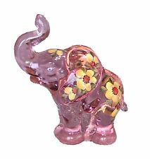 Estatueta de vidro Fenton - Amarelo floral em rosa - Elefante de pé pintado à mão comprar usado  Enviando para Brazil