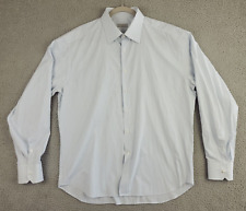 Stefano Ricci Dress Shirt White with Thin Blue Stripes Size 18 (Measures 17.5") for sale  Shipping to South Africa