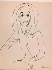 Desenho a tinta de cabelo comprido jovem mulher - por volta de 1960 - Adolf Konrad, usado comprar usado  Enviando para Brazil