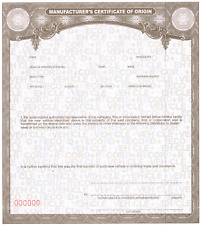 Certificate origin new for sale  Elk Grove Village