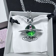 Vivienne Westwood Nana World Ends Giant orb Green Crystal Silver Necklace for sale  Shipping to South Africa