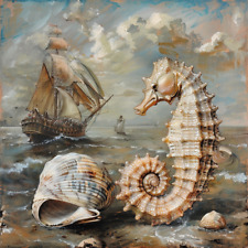 Haus  Seepferdchen,  Leinwand Gemälde maritim, Nautika, comprar usado  Enviando para Brazil