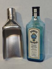 Usado, Botella de ginebra vacía de zafiro Bombay con cuchara de hielo de color plateado #1550 segunda mano  Embacar hacia Argentina
