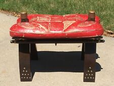 Vintage Wooden Camel Saddle with Red Cushion Foot Stool for sale  Shipping to Canada