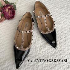 Bombas planas Valentino RockStud tamanho 35 preto rosa bege couro biqueira pontiaguda comprar usado  Enviando para Brazil