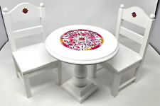 18" Doll White Wooden Round Dining Table and Chairs Fits American Girl for sale  Shipping to South Africa