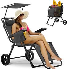 Silla de carro de playa, silla plegable 2 en 1 silla salón integrada carro de tracción segunda mano  Embacar hacia Argentina