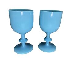 Used, 2 Portieux Vallerysthal Blue Large Goblets French Opaline Glass  6.5” PV *chips for sale  Shipping to South Africa