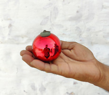 Antique Red Glass German Kugel 2.5" Christmas Ornament 5 Leaves Brass Cap 362 for sale  Shipping to South Africa