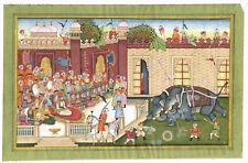 Indio Pintura Miniatura De Emperador Sher Shah Suri Watching Elefante Fighting comprar usado  Enviando para Brazil