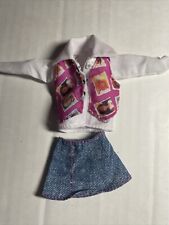Barbie Vtg 1995 Skipper Phone Fun Blouse & Clone Denim Skirt, used for sale  Shipping to South Africa
