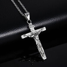 Colar crucifixo católico cruz Jesus Cristo cristão 3D prata esterlina 925 comprar usado  Enviando para Brazil
