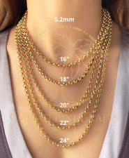 Collar de cadena Rolo eslabón para mujer talla 1,9 mm-5,2 mm 16"" - 24"" oro amarillo 14K, usado segunda mano  Embacar hacia Argentina