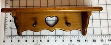 Miniature Wooden Hanging Wall Shelf with Heart Cutout 2 Pegs Vintage for sale  Shipping to South Africa