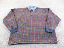 Vintage Structure Long Sleeve Polo Shirt Rugby Plaid Denim Collar Grunge Large, used for sale  Shipping to South Africa