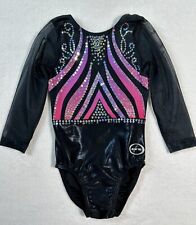 Used, OZONE Gymnastics LEOTARD Black PINK Sliver SEQUIN BLING Ombré GK Competition YM for sale  Shipping to South Africa