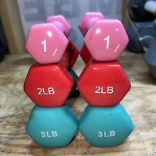 12lb Set Rubber Neoprene Dumbbell Weights Fitness 1lb - 2lb - 3lb Pairs *READ* for sale  Shipping to South Africa