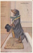 Cachorro Dachshund humanizado vestido como cavalheiro cartão postal antigo assinado Mechle Grosmann comprar usado  Enviando para Brazil