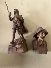 Duas raras esculturas de bonecos masculinos esculpidos em madeira Bergmann Oberammergauer, usado comprar usado  Enviando para Brazil