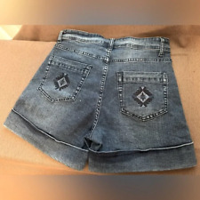 Bermuda jeans Crazy Train bordada bolso enrolado tamanho médio nova sem etiquetas, usado comprar usado  Enviando para Brazil