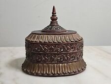Rustic Hand-Carved-Wood-Look Bowl With Lid, Jewellery Box, Resina Made. , used for sale  Shipping to South Africa