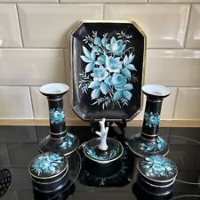 Very Retro Vintage Black Aqua And Gold Dressing Table Vanity Set for sale  Shipping to South Africa