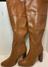 Sociology Chunky heeled Knee High Dress Boots inside zip Cognac Women's size 7.5 for sale  Shipping to South Africa