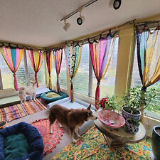 Used, 10 Pcs Multi Indian Sari Curtain Window Decor Drape Multicolor Silk Sari Curtain for sale  Shipping to South Africa