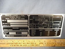 Placa de dados operacional M416 para reboque militar M151 M38 M37 CUCV M715 M998 M35 comprar usado  Enviando para Brazil