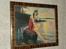 1920's FRAMED INDIAN MAIDEN ART PRINT ~ by CHARLES RELYEA ~ SUNRISE and DAWN ~ for sale  Shipping to South Africa